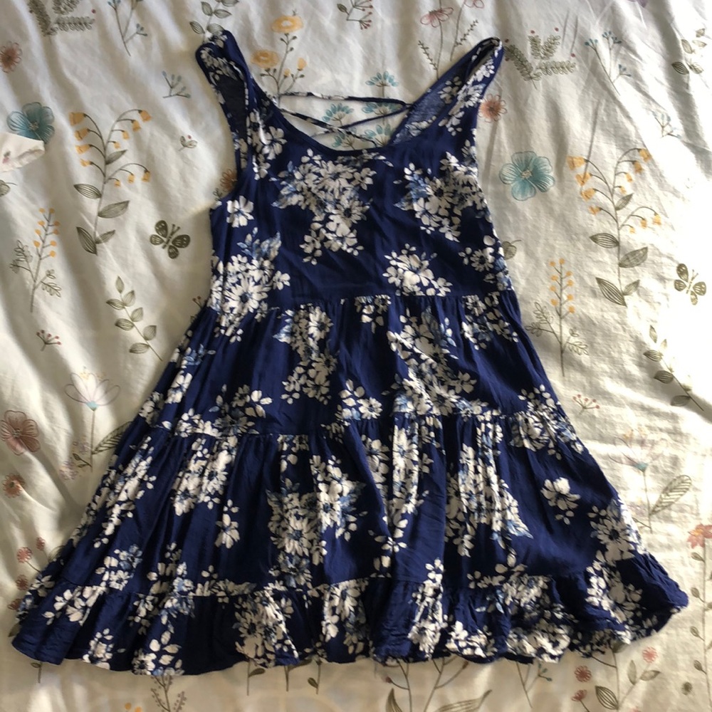 Blue floral babydoll dress